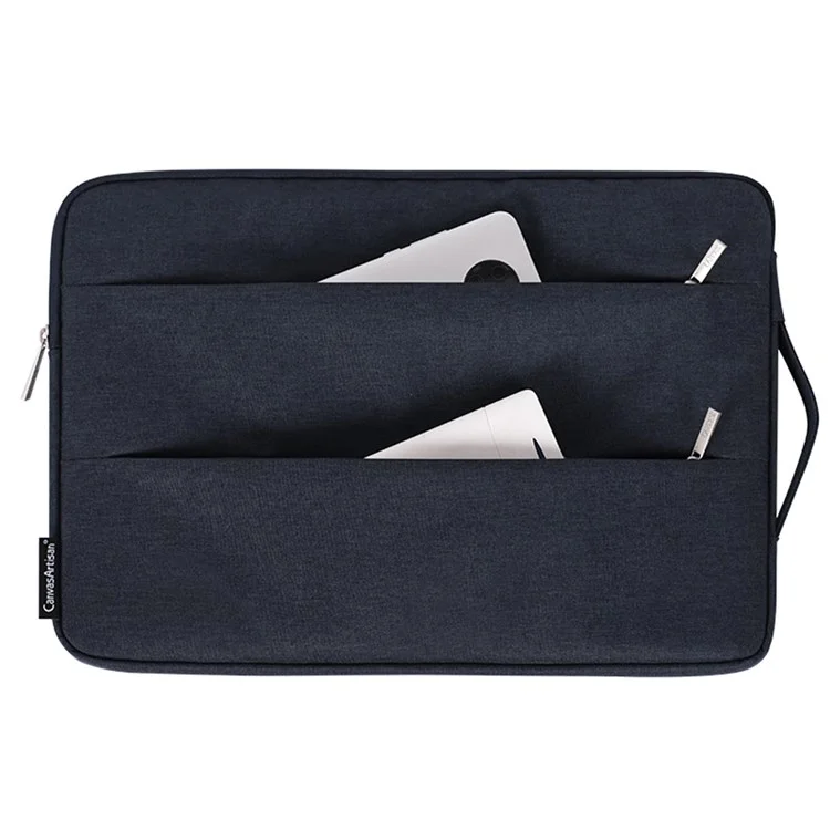 CANVASARTISAN L25-88 Sac de protection anti-rayures pour ordinateurs portables de 15 pouces, étui mince portable avec double poche/sangle de transport, housse de transport antichoc - Noir