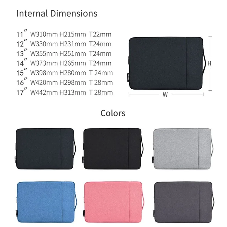 CANVASARTISAN L25-89 Business Style Scratch Resistant Carry Case for 12 inch Laptops Shockproof Notebook Sleeve Bag with Handle Strap - Navy Blue