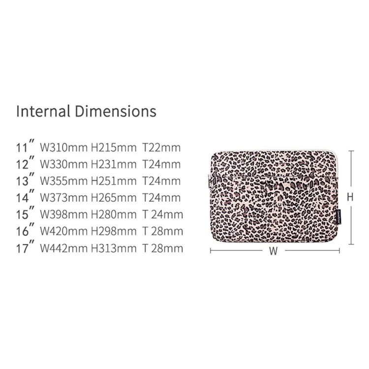 CANVASARTISAN H31-11 Portable Carry Case for 13-inch Laptops Shockproof Sleeve Bag Leopard Printed Water Resistant Slim Bag - Yellow