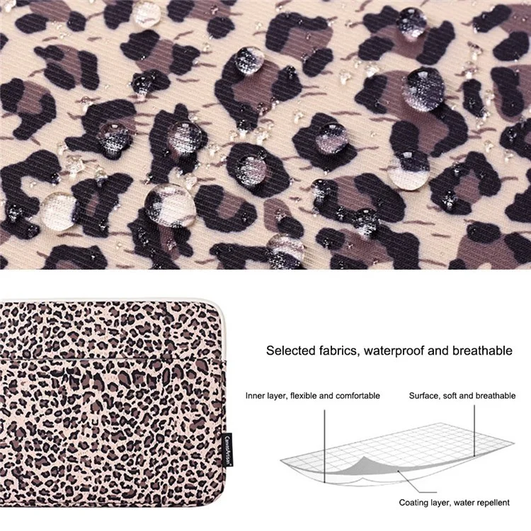 CANVASARTISAN H31-11 Portable Carry Case for 13-inch Laptops Shockproof Sleeve Bag Leopard Printed Water Resistant Slim Bag - Yellow