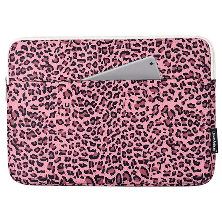 CANVASARTISAN H31-11 Portable Sleeve Bag for 14-inch Laptops Shockproof Carry Case Water Resistant Slim Bag with Leopard Printed - Pink