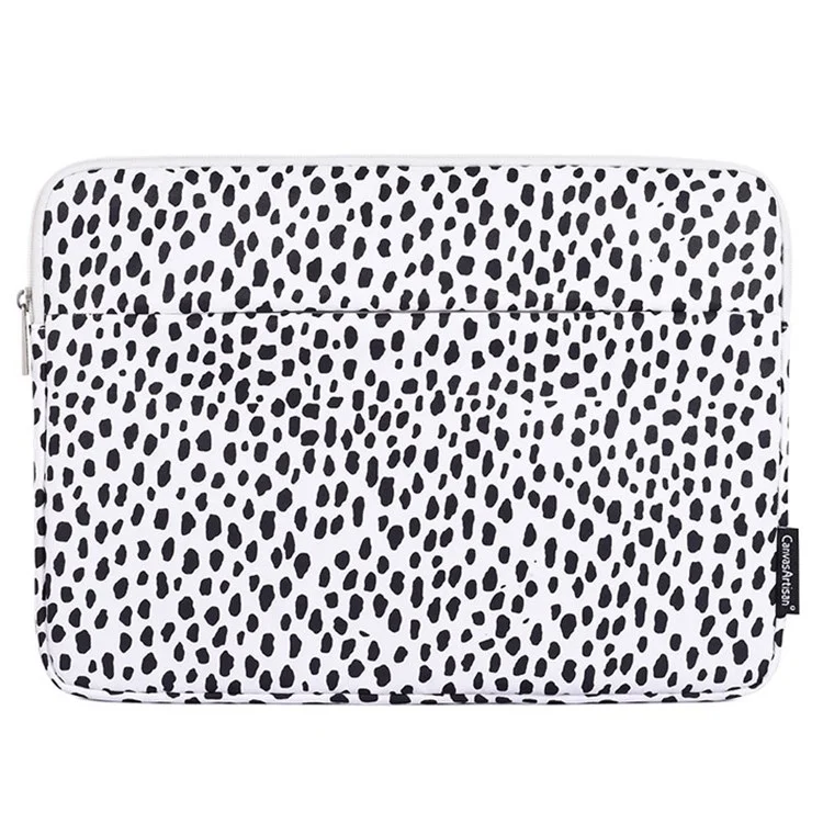 CANVASARTISAN H36-11 Cow Grain Patterned Polyester + Soft Lining Laptop Protective Sleeve Bag with Outer Slot for 14-inch Notebook