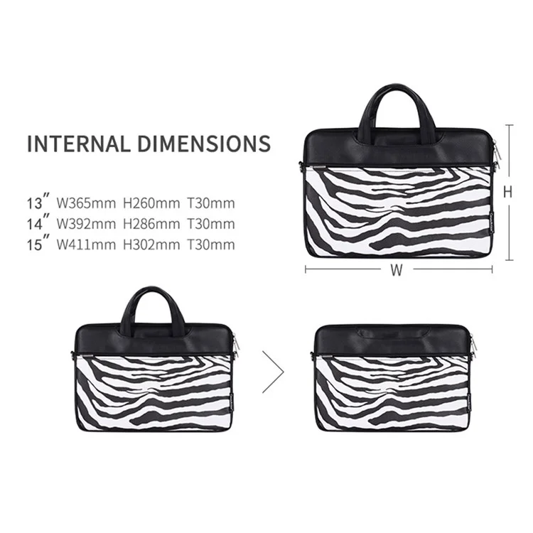 Canvasartisan G33-c24 da 13 "per Spalla Per Laptop Per Macbook in Pelle Zebra Zebra Zebra Tasca Tascabile Tasca