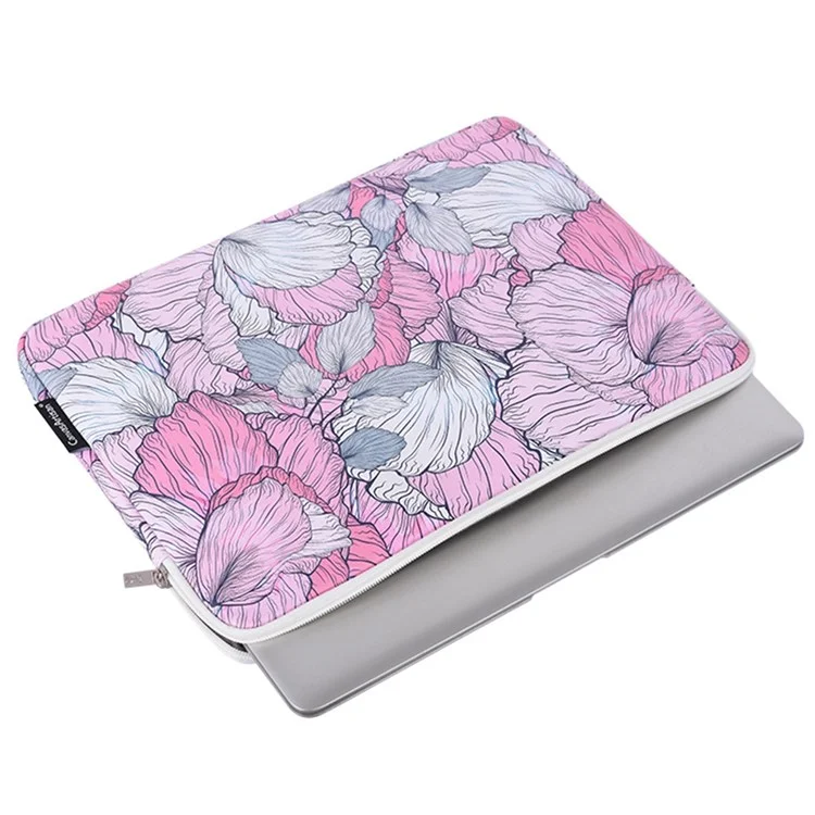 CANVASARTISAN G56-T0111 Flower Printed PU Leather 15-inch Notebook Bag Laptop Sleeve with Small Bag