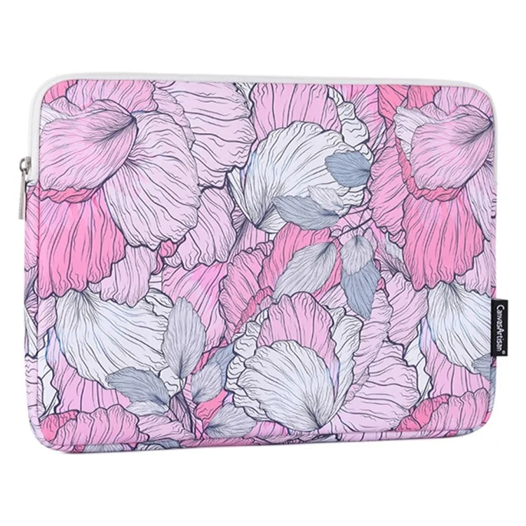 CANVASARTISAN G56-T0111 Flower Printed PU Leather 15-inch Notebook Bag Laptop Sleeve with Small Bag