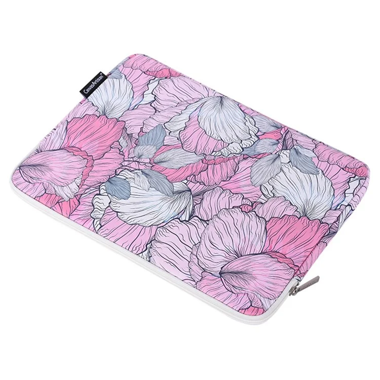 CANVASARTISAN G56-T0111 Flower Printed PU Leather 15-inch Notebook Bag Laptop Sleeve with Small Bag