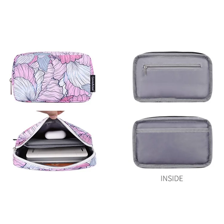 CANVASARTISAN G56-T0111 Flower Printed PU Leather 15-inch Notebook Bag Laptop Sleeve with Small Bag