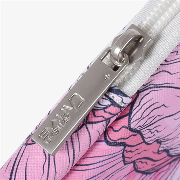 CANVASARTISAN G56-T0111 Flower Printed PU Leather 15-inch Notebook Bag Laptop Sleeve with Small Bag