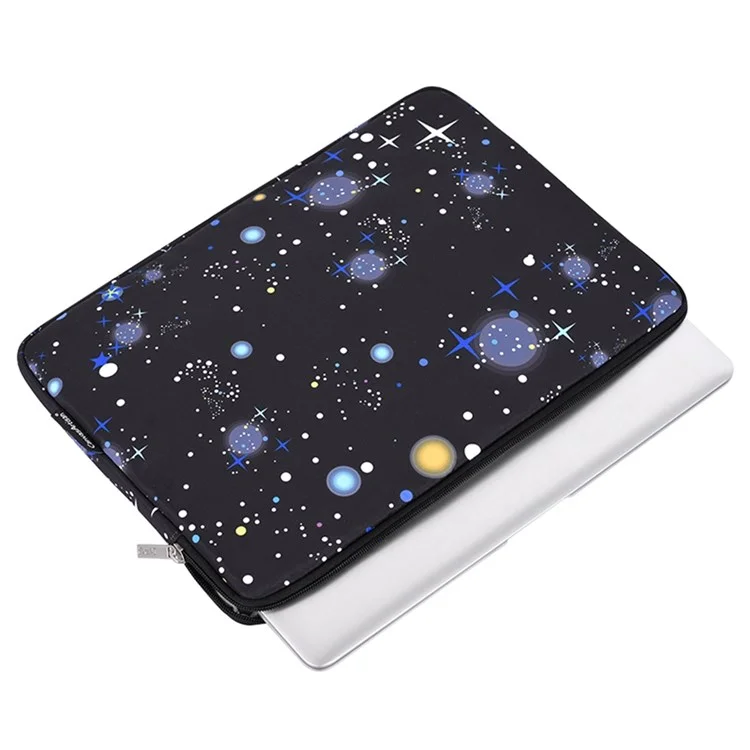 Canvasartisan H16-T0121 11 Pulgadas Laptop Tablet PU Manga De Cuero Starry Sky Patrón Cuaderno Bolsa De Cremallera Con Bolsa Pequeña