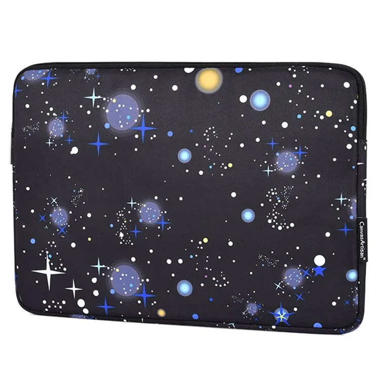 Canvasartisan H16-T0121 11 Pulgadas Laptop Tablet PU Manga De Cuero Starry Sky Patrón Cuaderno Bolsa De Cremallera Con Bolsa Pequeña