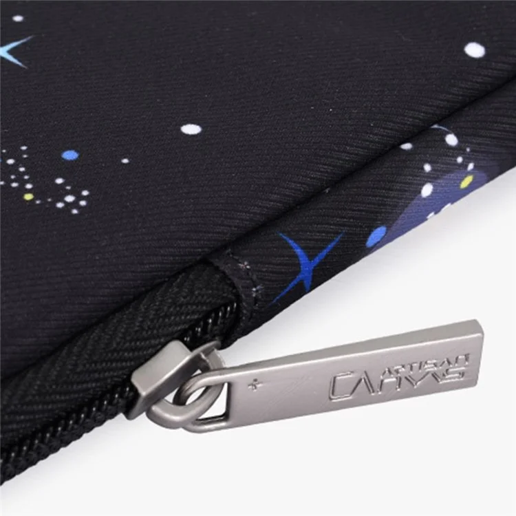 Canvasartisan H16-T0121 11 Pulgadas Laptop Tablet PU Manga De Cuero Starry Sky Patrón Cuaderno Bolsa De Cremallera Con Bolsa Pequeña