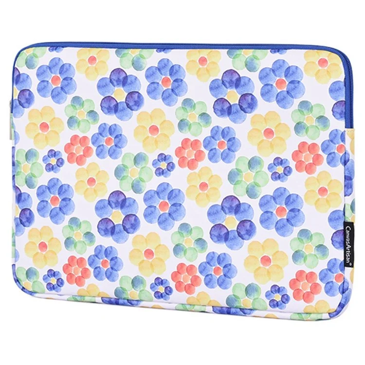 Canvasan G51-T0121 2 Em 1 Saco De Laptop Set 12 Polegadas De Flor Grande Pintura Aquarela Caso Protetor De Pintura Com Armazenamento De Cabo De Alimentação Saco Pequeno