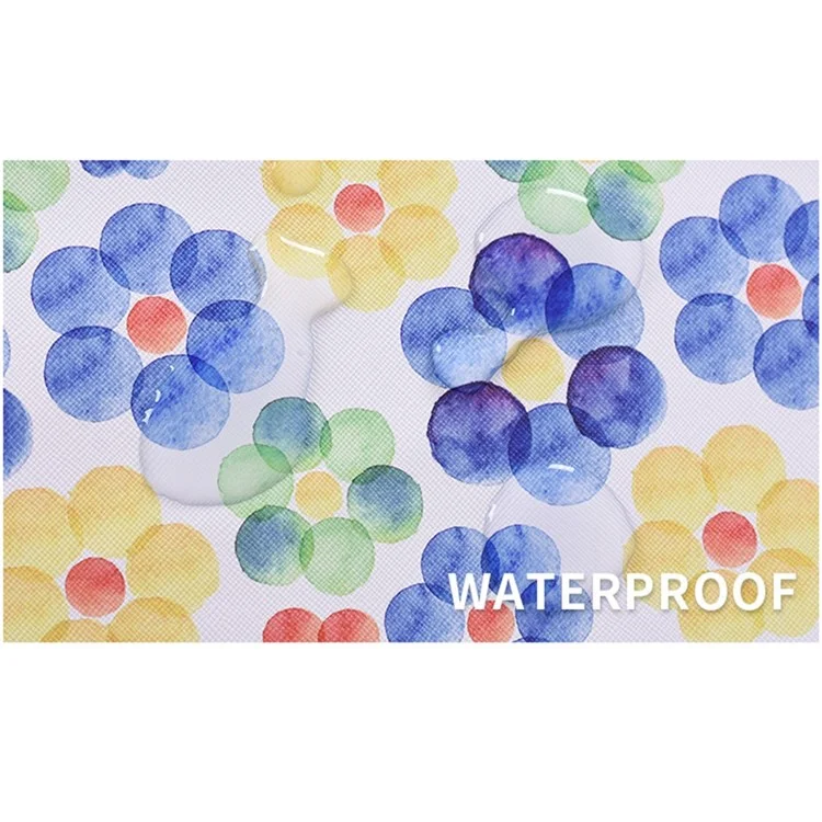 CANVASARTISAN G51-T0121 2Pcs/Set 14-inch Notebook Carrying Bag with Small Bag Big Flower Watercolor Painting Ultra Thin PU Laptop Sleeve