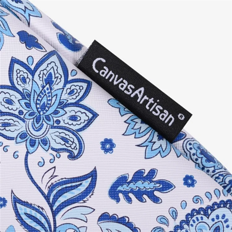 CANVASARTISAN G54-01 Anti-scratch Portable Carry Case for 14-inch Laptops Shockproof Sleeve Bag PU Leather Flower Pattern Printed Storage Bag