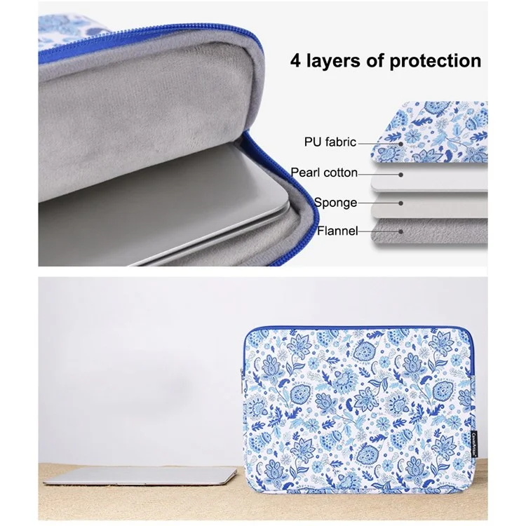 Lenvasartisan G54-01 Case De Transporte A Prueba De Choques Portátiles Para Computadoras Portátiles De 13 Pulgadas Anti-Scratch Storage Bag Pu Leather Flower Bolsa De Manga Impresa