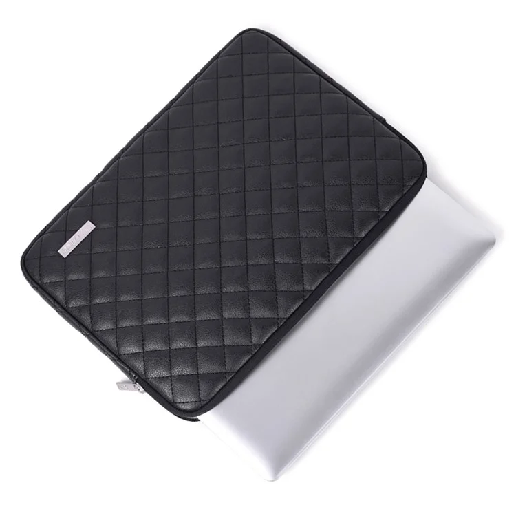 CANVASARTISAN L19-T0421 Portable Carry Case for 13 inch Laptops Litchi Texture Rhombus Pattern Slim Case Anti-Scratch Sleeve Bag with Small Bag - Black