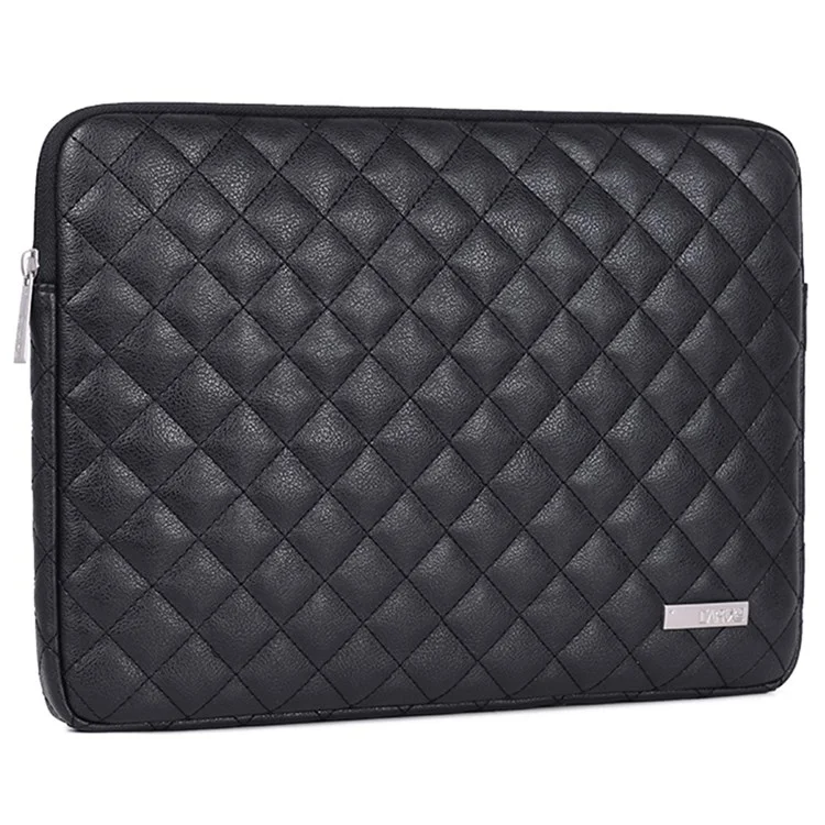 CANVASARTISAN L19-T0421 Portable Carry Case for 13 inch Laptops Litchi Texture Rhombus Pattern Slim Case Anti-Scratch Sleeve Bag with Small Bag - Black