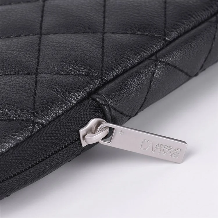 CANVASARTISAN L19-T0421 Portable Carry Case for 13 inch Laptops Litchi Texture Rhombus Pattern Slim Case Anti-Scratch Sleeve Bag with Small Bag - Black