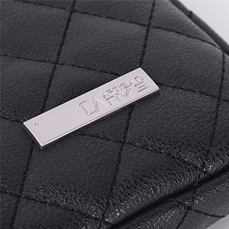 CANVASARTISAN L19-T0421 Portable Carry Case for 13 inch Laptops Litchi Texture Rhombus Pattern Slim Case Anti-Scratch Sleeve Bag with Small Bag - Black