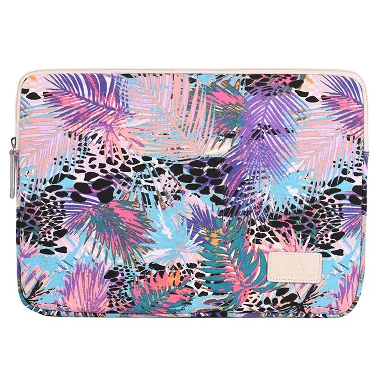 CANVASARTISAN T50 stoßfeste Tragetasche für 13-Zoll-Laptops, bedrucktes Blättermuster, schlanke Canvas-Tasche, tragbare Sleeve-Tasche
