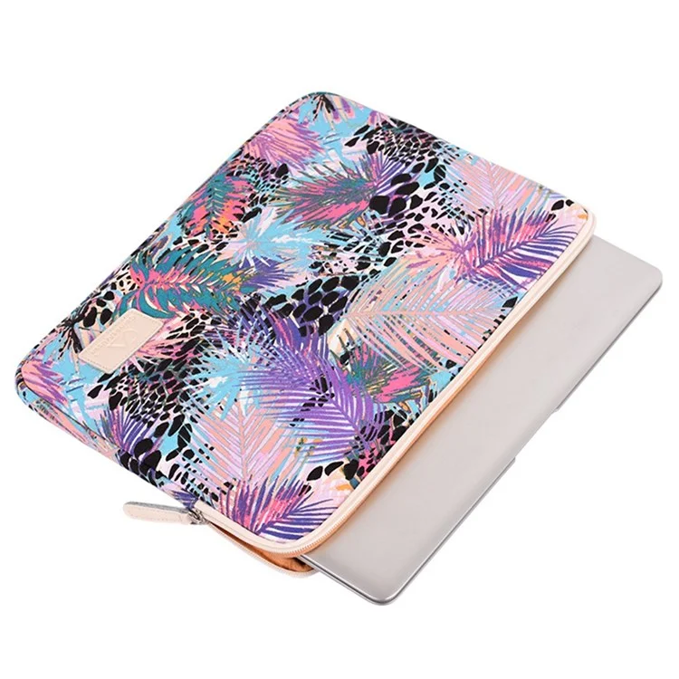 CANVASARTISAN T50 stoßfeste Tragetasche für 13-Zoll-Laptops, bedrucktes Blättermuster, schlanke Canvas-Tasche, tragbare Sleeve-Tasche