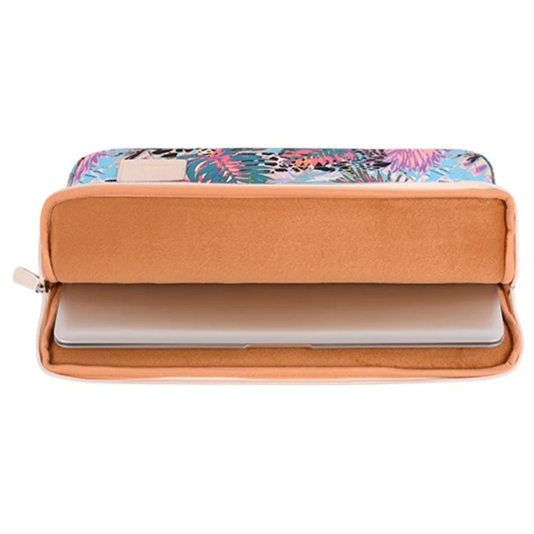 CANVASARTISAN T50 stoßfeste Tragetasche für 13-Zoll-Laptops, bedrucktes Blättermuster, schlanke Canvas-Tasche, tragbare Sleeve-Tasche