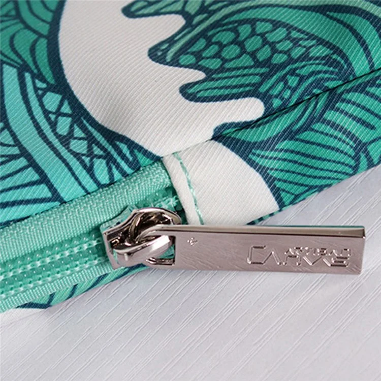 CANVASARTISAN H3-04 12-inch Zipper Notebook Bag, Green Wave Pattern Soft Lining Laptop Storage Pouch