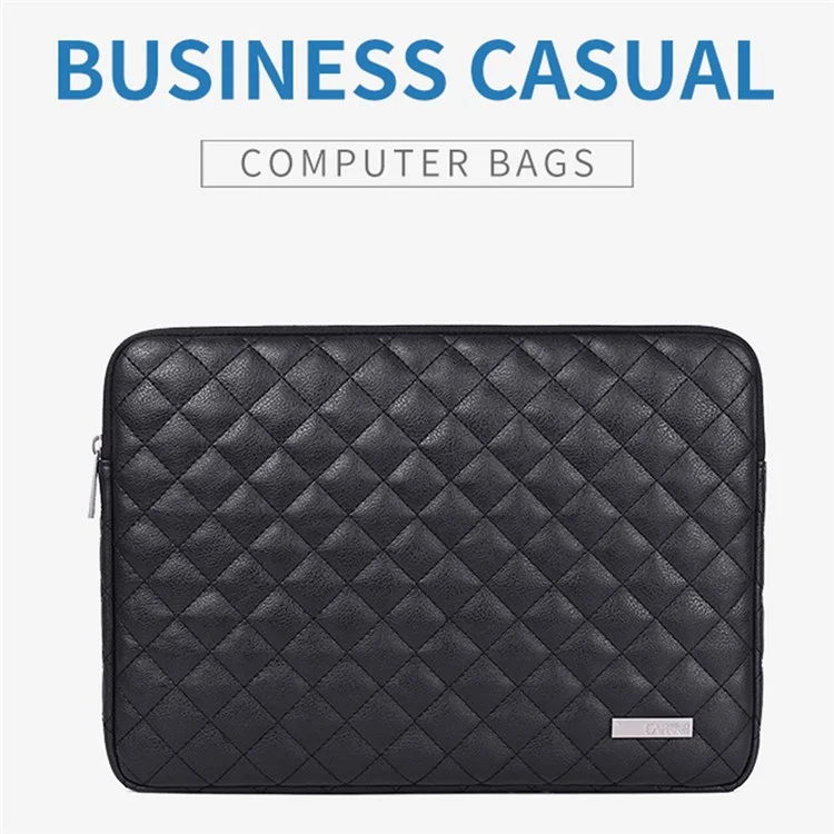 Canvasartisan L19-04 Rhombus De 14 Pulgadas Rhombus Texture Llevar Bag Empresarial PU Manga Portátil - Negro