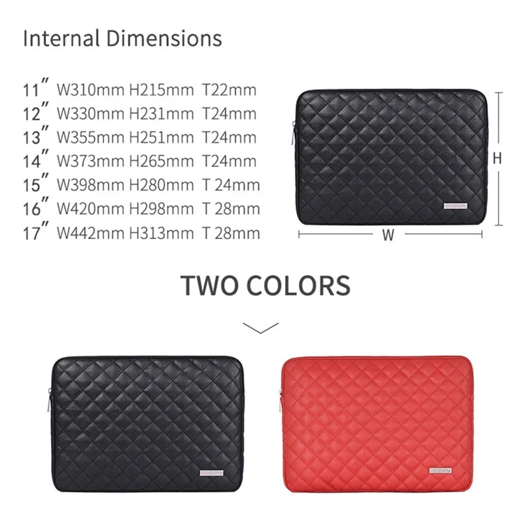 Canvasartisan L19-04 Rhombus De 14 Pulgadas Rhombus Texture Llevar Bag Empresarial PU Manga Portátil - Negro