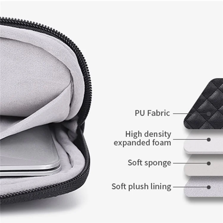 Canvasartisan L19-04 Rhombus Texture De 15 Pouces Carnet De 15 Pouces Couvercle De Protection Pour Ordinateur Portable Coque De Protection PU - Le Noir
