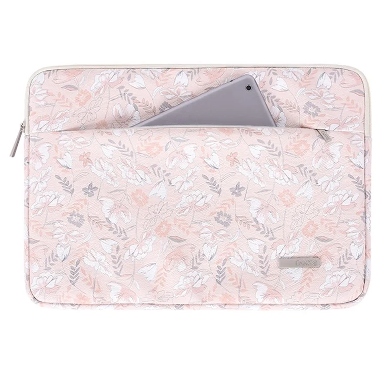 CANVASARTISAN G4-11 Étui de transport portable résistant aux chocs pour les ordinateurs portables de 15 pouces Sac de rangement en cuir PU Sac à manches imprimé de fleurs avec poche extérieure