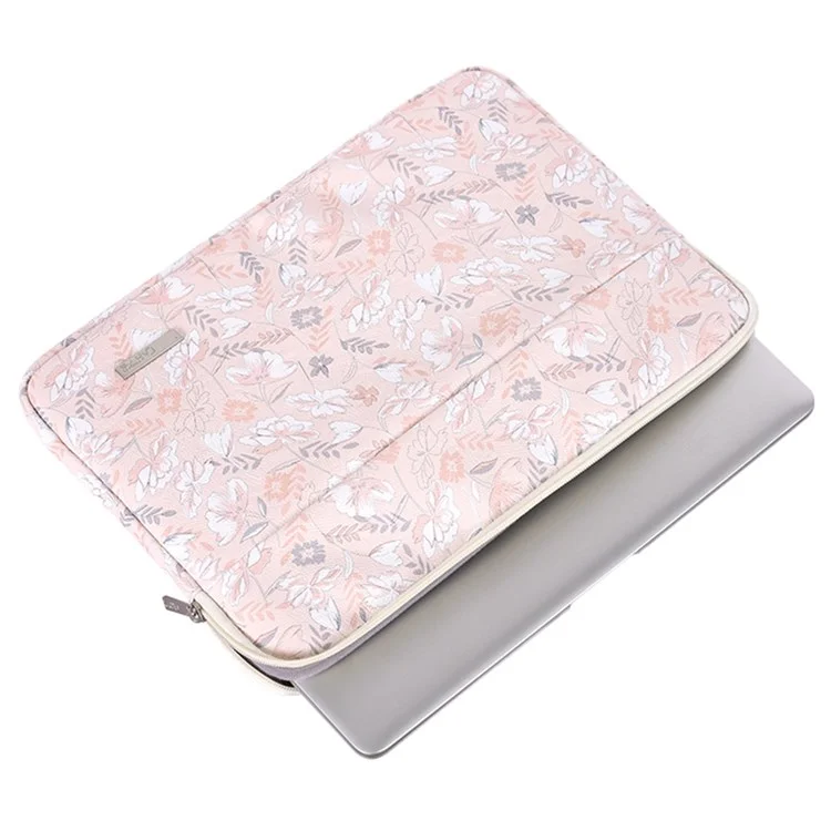CANVASARTISAN G4-11 Étui de transport portable résistant aux chocs pour les ordinateurs portables de 15 pouces Sac de rangement en cuir PU Sac à manches imprimé de fleurs avec poche extérieure