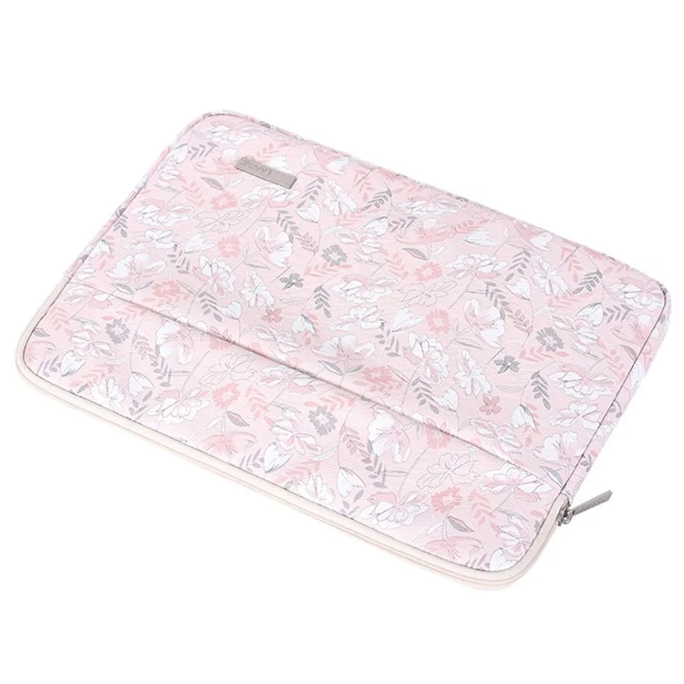 CANVASARTISAN G4-11 Étui de transport portable résistant aux chocs pour les ordinateurs portables de 15 pouces Sac de rangement en cuir PU Sac à manches imprimé de fleurs avec poche extérieure
