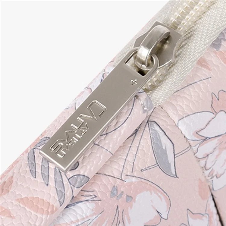 CANVASARTISAN G4-11 Étui de transport portable résistant aux chocs pour les ordinateurs portables de 15 pouces Sac de rangement en cuir PU Sac à manches imprimé de fleurs avec poche extérieure