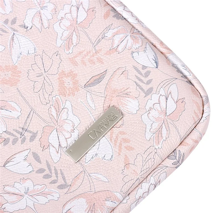 CANVASARTISAN G4-11 Étui de transport portable résistant aux chocs pour les ordinateurs portables de 15 pouces Sac de rangement en cuir PU Sac à manches imprimé de fleurs avec poche extérieure