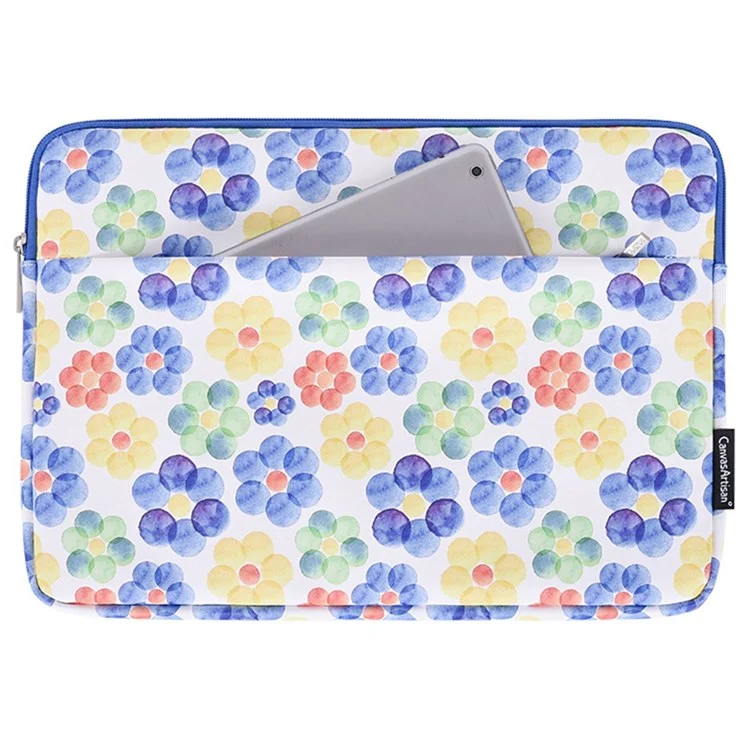 Canvasartisan G51-11 Patrón De Flores Portátil Patrón De Flores De 14 Pulgadas Bolsa De Manga Portátil De 14 Pulgadas PU CUADERO DE CUERO PUSABLO