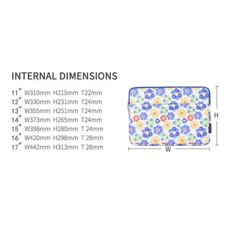 Canvasartisan G51-11 Patrón De Flores Portátil Patrón De Flores De 14 Pulgadas Bolsa De Manga Portátil De 14 Pulgadas PU CUADERO DE CUERO PUSABLO