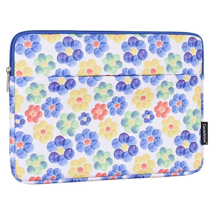 Canvasartisan G51-11 Patrón De Flores Portátil Patrón De Flores De 14 Pulgadas Bolsa De Manga Portátil De 14 Pulgadas PU CUADERO DE CUERO PUSABLO