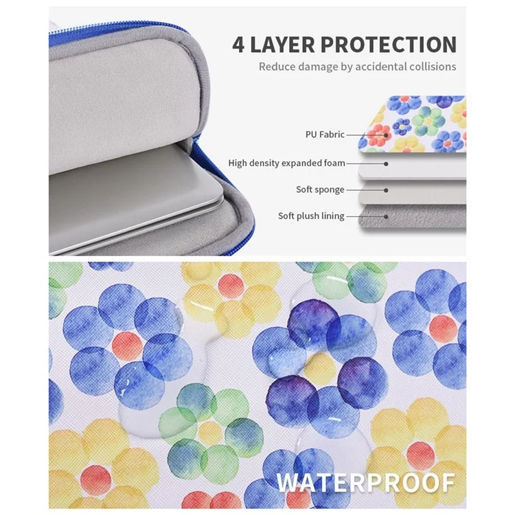 Canvasartisan G51-11 Patrón De Flores Portátil Patrón De Flores De 14 Pulgadas Bolsa De Manga Portátil De 14 Pulgadas PU CUADERO DE CUERO PUSABLO