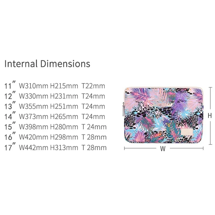 Bolsa de Manga Portátil Impreso de Hojas de Lentes T50 Para Portátiles Para Portátiles de 15 Pulgadas.