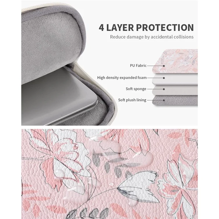 Bolsa De Manga Impresa De Cuero Canvasartisan G4-89 PU Para Portátiles Para Laptops De 15 Pulgadas Bolsa Con Cremallera Con Cremallera Portátil Con Correa Para Manija/bolsa Exterior