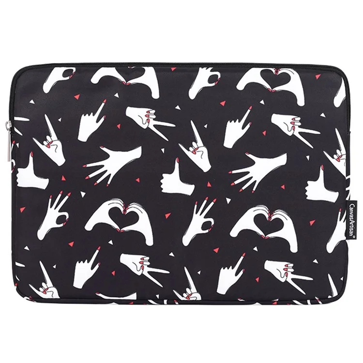 CANVASARTISAN H21-01 Portable Sleeve Bag for 15-inch Laptops Wear-resistant Carry Case Fingers Pattern Printed Notebooks Bag