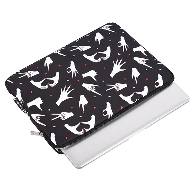 CANVASARTISAN H21-01 Portable Sleeve Bag for 15-inch Laptops Wear-resistant Carry Case Fingers Pattern Printed Notebooks Bag