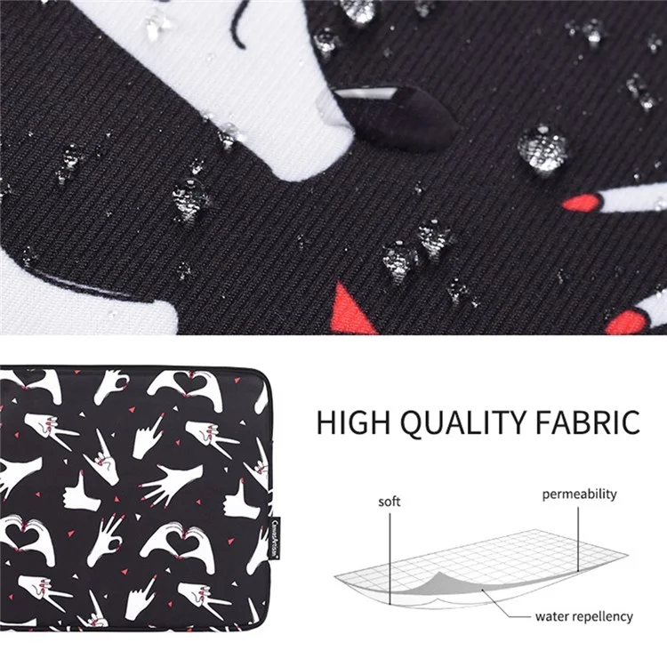 CANVASARTISAN H21-01 Portable Sleeve Bag for 15-inch Laptops Wear-resistant Carry Case Fingers Pattern Printed Notebooks Bag