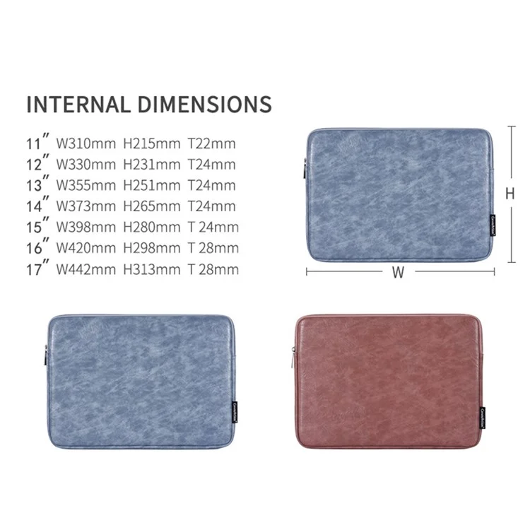 CANVASARTISAN L31-03 Anti-wear PU Leather Storage Bag for 15-inch Laptops Carry Case Portable Sleeve Bag - Blue
