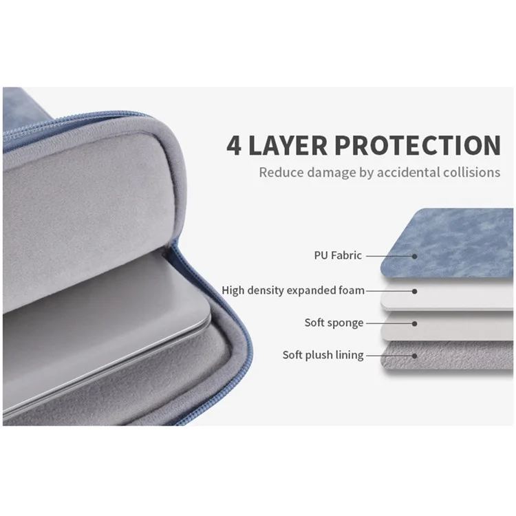 CANVASARTISAN L31-03 Anti-wear PU Leather Storage Bag for 15-inch Laptops Carry Case Portable Sleeve Bag - Blue