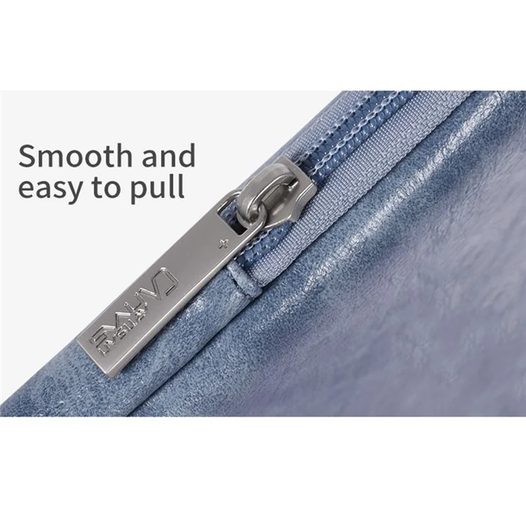 Canvasartisan L31-03 PU Leder Reißverschluss-designhülle Für 12-zoll-laptops Tragbarer Aufbewahrungstasche - Blau