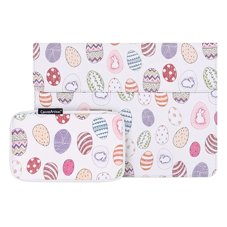 Canvasartisan E52-T0121 2pcs/Set De 15 Pulgadas Patrón De Elipse Mango De Laptop De La Aleta Magnética PU + Bolsa Pequeña