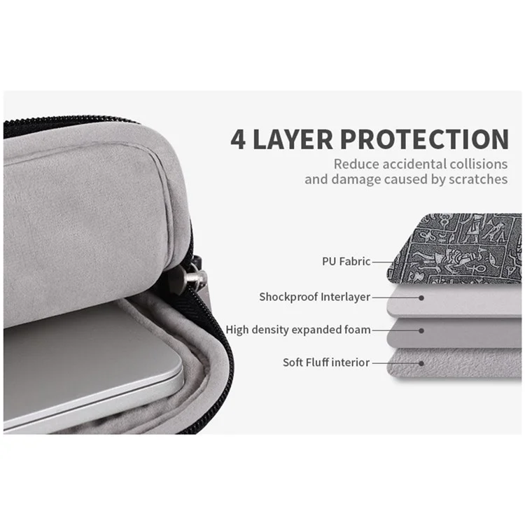 Canvasartisan L27-C22 14 '' Notebook-Handtasche Ägypten Style Muster Drucklaptop Bag Umhängetasche Mit Vorderer Tasche - Schwarz