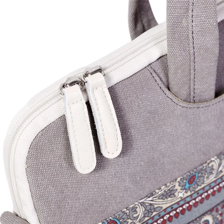 CANVASARTISAN T38-5 Laptop Bag 15-inch National Style Pattern Computer Canvas Fabric Briefcase Sleeve with Shoulder Strap